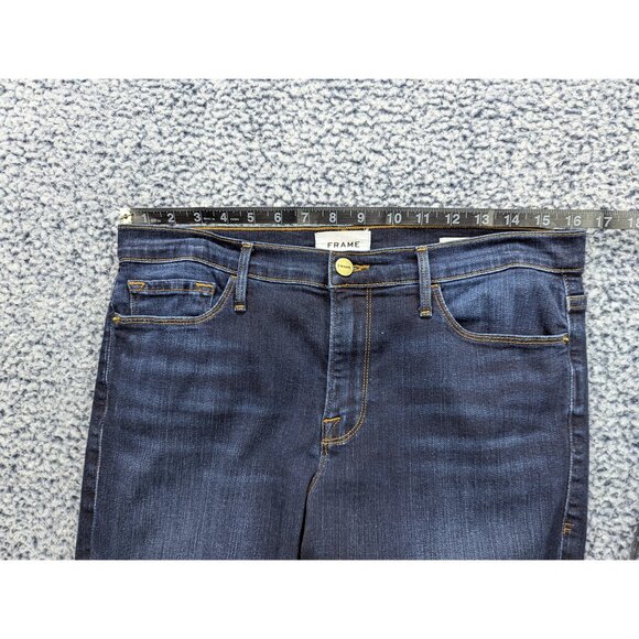 Frame Denim Le Skinny De Jeanne Jeans Size 31 Crop Ankle Wellington Dark Wash - Picture 9 of 14